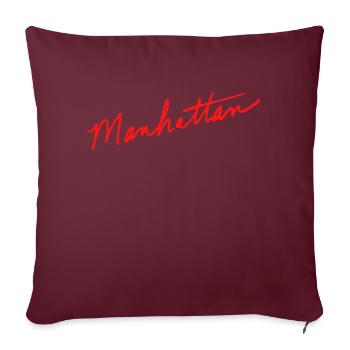 Manhattan police manuscrite - Housse de coussin décorative 45 x 45 cm - bordeaux - Devant
