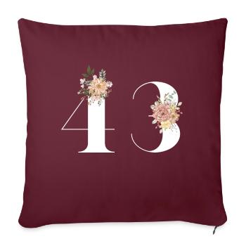 43e anniversaire fleuris (Cadeau de 43 ans) - Housse de coussin décorative 45 x 45 cm - bordeaux - Devant