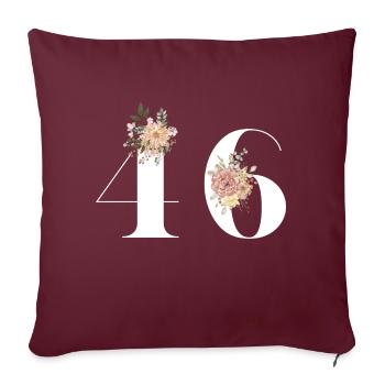 Blumen zum 46-jährigen Jubiläum (Geschenk von 46 Jahren) - Sofakissenbezug 45 x 45 cm - Burgunderrot - Vorne