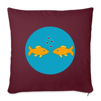Poisson, Poisson, Pêche, Pêcheur, Couple, Couple, Coeur - Housse de coussin décorative 45 x 45 cm - bordeaux - Devant