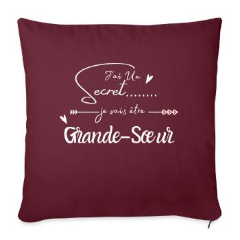Je vais être grande sœur - Housse de coussin décorative 45 x 45 cm - bordeaux - Devant