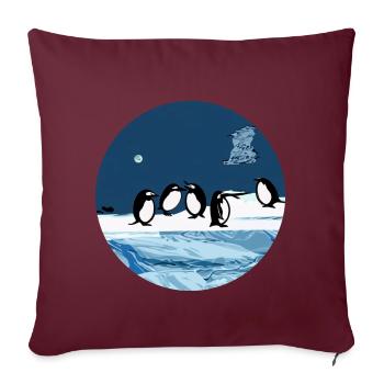 Charming Penguin Adventure - Découvrez le froid - Housse de coussin décorative 45 x 45 cm - bordeaux - Devant