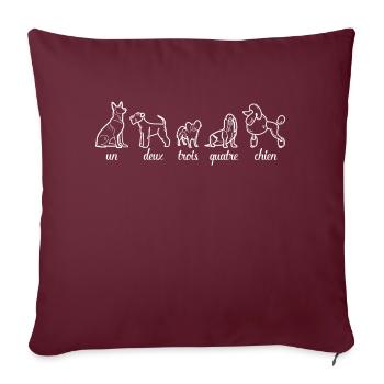 Un deux trois quatre chien lustige französische Hunde Hunde - Sofakissenbezug 45 x 45 cm - Burgunderrot - Vorne