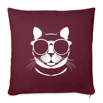 Lustige Katze mit Sonnenbrille Kätzchen Sonnenbrille Katzen - Sofakissenbezug 45 x 45 cm - Burgunderrot - Vorne