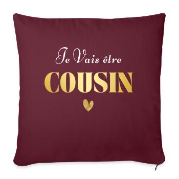 Je vais être cousin - Housse de coussin décorative 45 x 45 cm - bordeaux - Devant