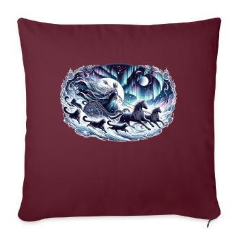 Déesse de la lune dans le train magique nocturne - Housse de coussin décorative 45 x 45 cm - bordeaux - Devant