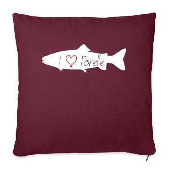 J’aime Truite blanc transparent - Housse de coussin décorative 45 x 45 cm - bordeaux - Devant