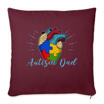 Autisme Papa Coeur Puzzle Pièce Hommes Femmes Enfants - Housse de coussin décorative 45 x 45 cm - bordeaux - Devant