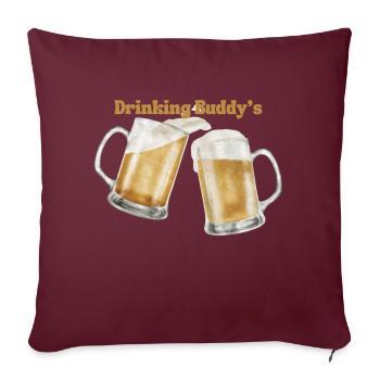 Copains de beuverie - Housse de coussin décorative 45 x 45 cm - bordeaux - Devant
