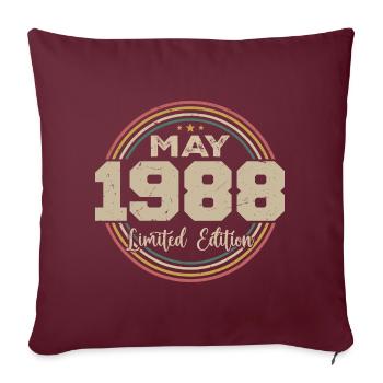 Mai 1988 Vintage Nées En Mai 1988 Anniversaire - Housse de coussin décorative 45 x 45 cm - bordeaux - Devant