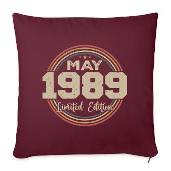 Mai 1989 Vintage Nées En Mai 1989 Anniversaire - Housse de coussin décorative 45 x 45 cm - bordeaux - Devant