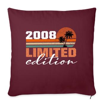 Né en 2008 - Vintage 2008 Anniversaire Rétro - Housse de coussin décorative 45 x 45 cm - bordeaux - Devant