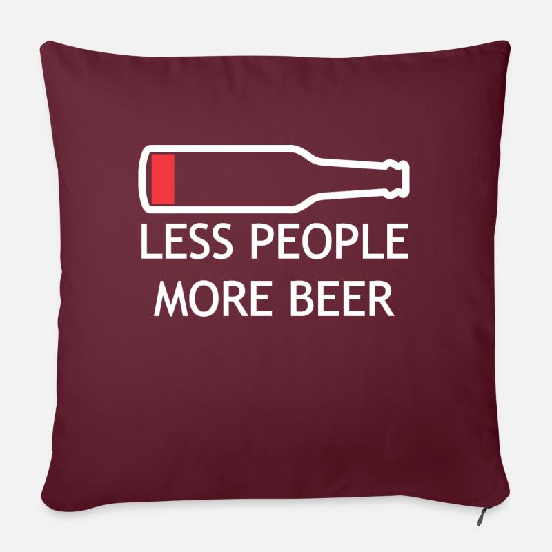 Less People More Beer - Sofa pillowcase 17,3'' x 17,3'' (45 x 45 cm) - burgundy