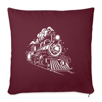 Locomotive à vapeur - Housse de coussin décorative 45 x 45 cm - bordeaux - Devant