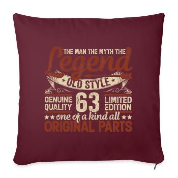 63 ans, Légendes 1961 Millésime 1961 Jubilé - Housse de coussin décorative 45 x 45 cm - bordeaux - Devant