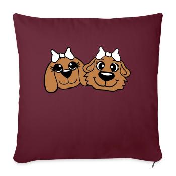 2 Équipe de chiens Deux amis Petites amies Couple Équipage - Housse de coussin décorative 45 x 45 cm - bordeaux - Devant