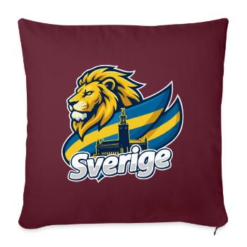 Drapeau du Lion suédois - Housse de coussin décorative 45 x 45 cm - bordeaux - Devant