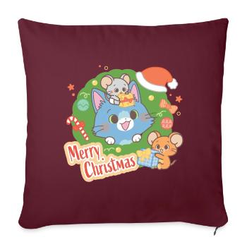 Tom & Jerry Gokko Merry Christmas - Sofa pillowcase 17,3'' x 17,3'' (45 x 45 cm) - burgundy - Front
