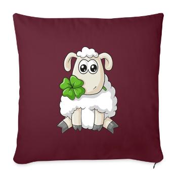 moutons bande dessinée du bonheur - Housse de coussin décorative 45 x 45 cm - bordeaux - Devant