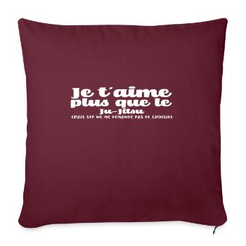 Je t'aime Ju-Jitsu noel - Housse de coussin décorative 45 x 45 cm - bordeaux - Devant