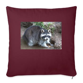 Nordamerikanischer Waschbär (racoons) - Sofakissenbezug 45 x 45 cm - Burgunderrot - Vorne