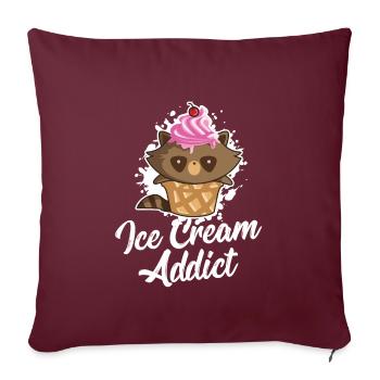 Waschbär Eiscreme Eis lecker - Sofakissenbezug 45 x 45 cm - Burgunderrot - Vorne