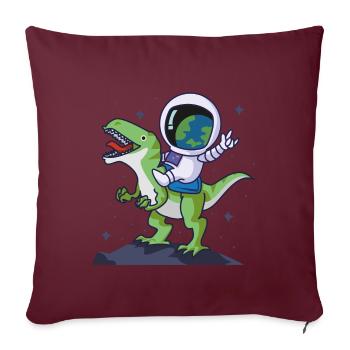 dinosaure astronaute - Housse de coussin décorative 45 x 45 cm - bordeaux - Devant