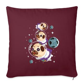 Carlin chien Carlin astronaute espace - Housse de coussin décorative 45 x 45 cm - bordeaux - Devant