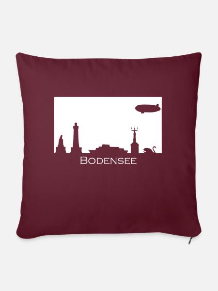 Bodensee | Filled Silhouette | Weiß - Sofakissenbezug 45 x 45 cm - Burgunderrot
