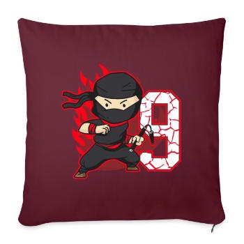 Ninja Fighter Birthday Boy 9 ans Ninjas - Housse de coussin décorative 45 x 45 cm - bordeaux - Devant