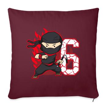 Ninja Fighter Birthday Boy 6 ans Ninjas - Housse de coussin décorative 45 x 45 cm - bordeaux - Devant