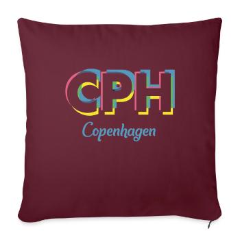 Copenhague - CPH - Copenhague - Dänemark - Danemark - Housse de coussin décorative 45 x 45 cm - bordeaux - Devant