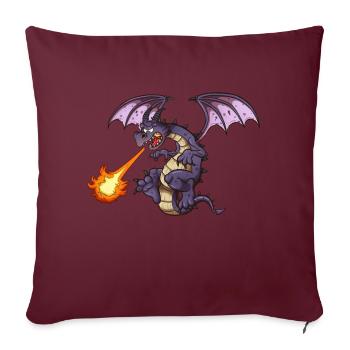 Dragon en colère - Housse de coussin décorative 45 x 45 cm - bordeaux - Devant