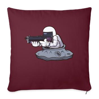 Astronaute avec arme - Housse de coussin décorative 45 x 45 cm - bordeaux - Devant