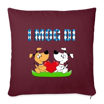HUND - HUNDE - LIEBE - HERZ - VERLIEBT - I MOG DI - Sofakissenbezug 45 x 45 cm - Burgunderrot - Vorne