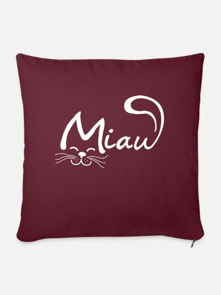 Miau Katze - Sofakissenbezug 45 x 45 cm - Burgunderrot