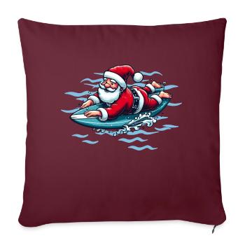 Père Noël surf - Housse de coussin décorative 45 x 45 cm - bordeaux - Devant