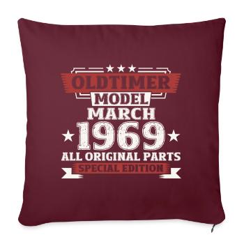 55. Geburtstag Oldtimer März Jahrgang 1969 - Sofakissenbezug 45 x 45 cm - Burgunderrot - Vorne