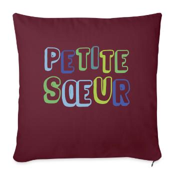 Petite sœur, naissance, grossesse - Housse de coussin décorative 45 x 45 cm - bordeaux - Devant