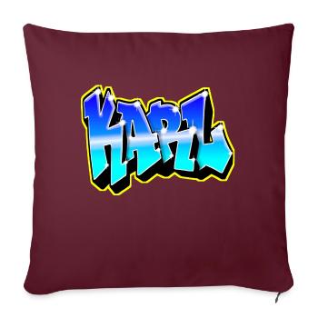 Graffiti KARL Bleu et jaune - Housse de coussin décorative 45 x 45 cm - bordeaux - Devant