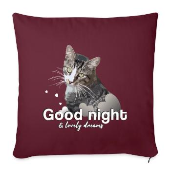 Chemise de sommeil bonne nuit bonne nuit - Housse de coussin décorative 45 x 45 cm - bordeaux - Devant