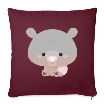 Moo Deng Bébé Hippopotame Pygmée - Housse de coussin décorative 45 x 45 cm - bordeaux - Devant