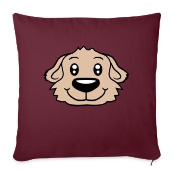 Visage de chien Petit Tête d’animal de compagnie Mignon - Housse de coussin décorative 45 x 45 cm - bordeaux - Devant