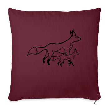2 Foxes Mother Red Fox Little Child Father Mom - Sofa pillowcase 17,3'' x 17,3'' (45 x 45 cm) - burgundy - Front