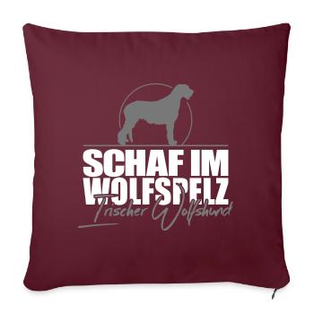 MOUTON EN FOURRURE DE LOUP Chien-loup irlandais Wilsigns - Housse de coussin décorative 45 x 45 cm - bordeaux - Devant