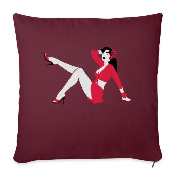 Pin-up de style rétro - Housse de coussin décorative 45 x 45 cm - bordeaux - Devant