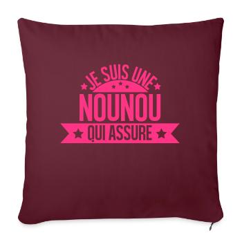 je suis une nounou qui assure - Housse de coussin décorative 45 x 45 cm - bordeaux - Devant