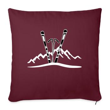 Ski et montagne, ski - Housse de coussin décorative 45 x 45 cm - bordeaux - Devant
