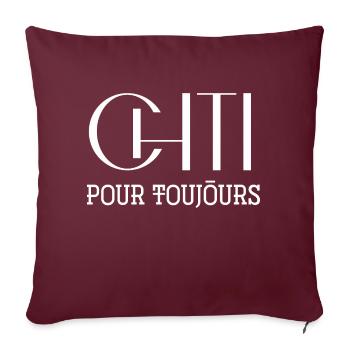 Chti pour toujours cadeau ch'ti homme femme - Housse de coussin décorative 45 x 45 cm - bordeaux - Devant