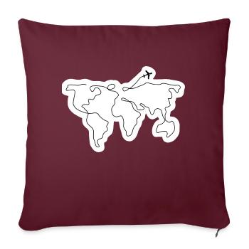 Carte du monde - Housse de coussin décorative 45 x 45 cm - bordeaux - Devant